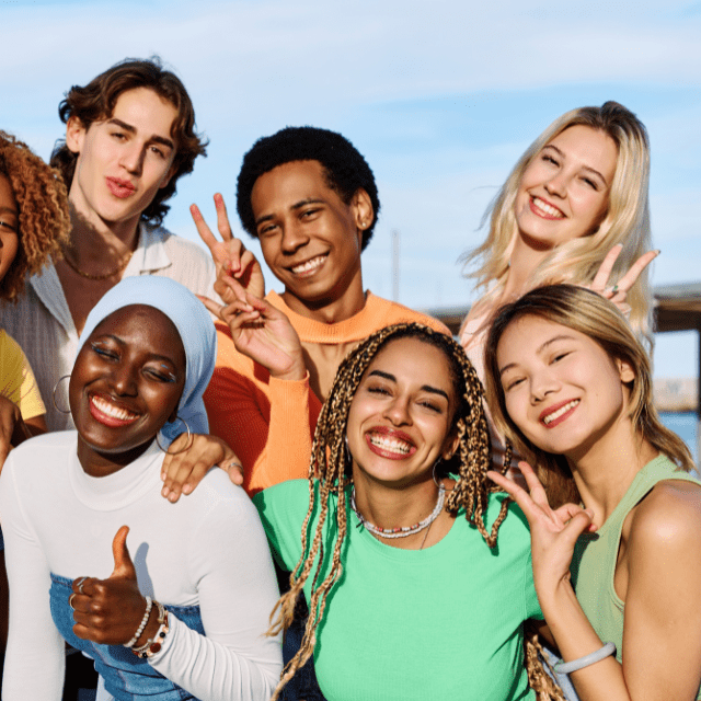 Group of culturally diverse youth smiling